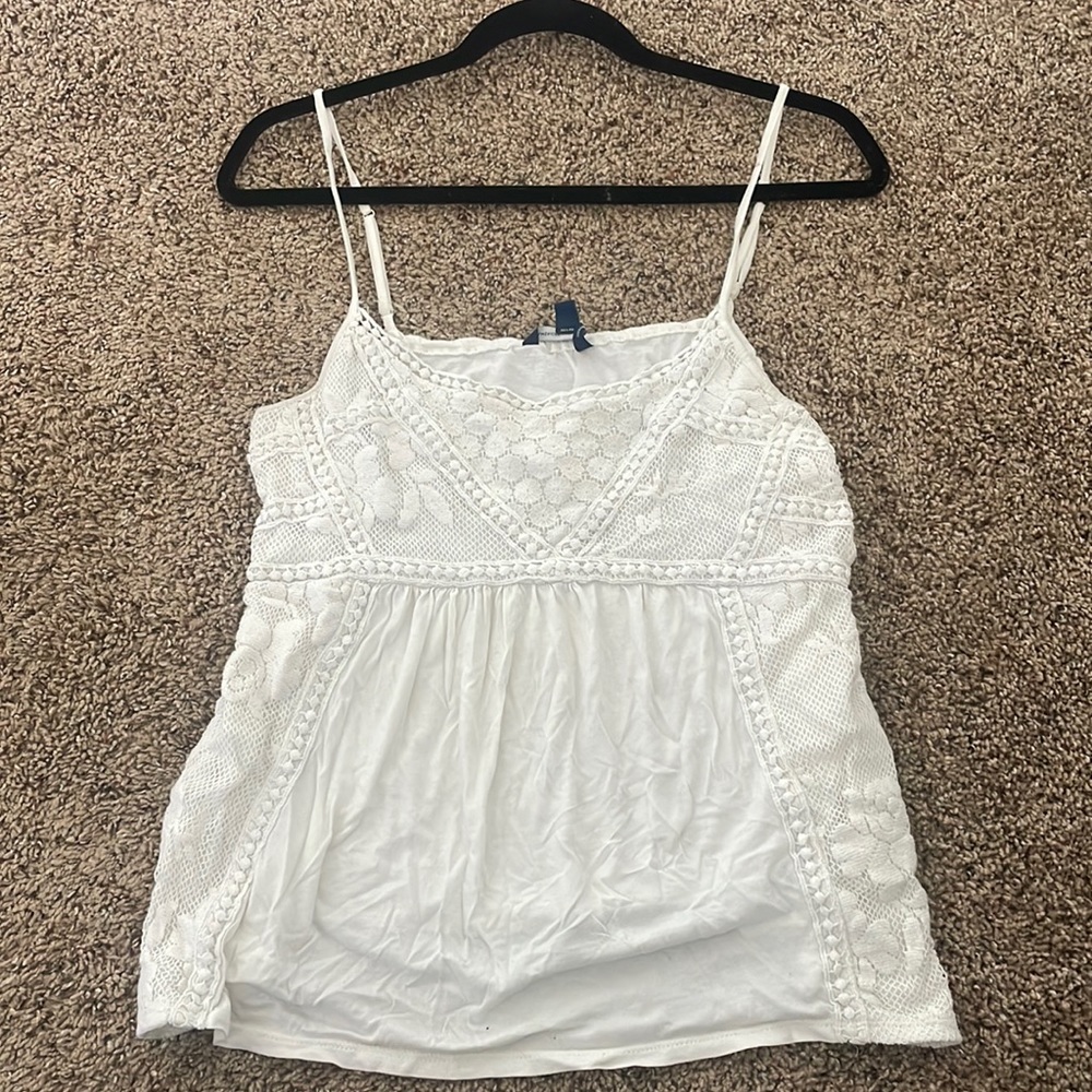 White Textured American Eagle Tank Top w/ Adjustable Straps